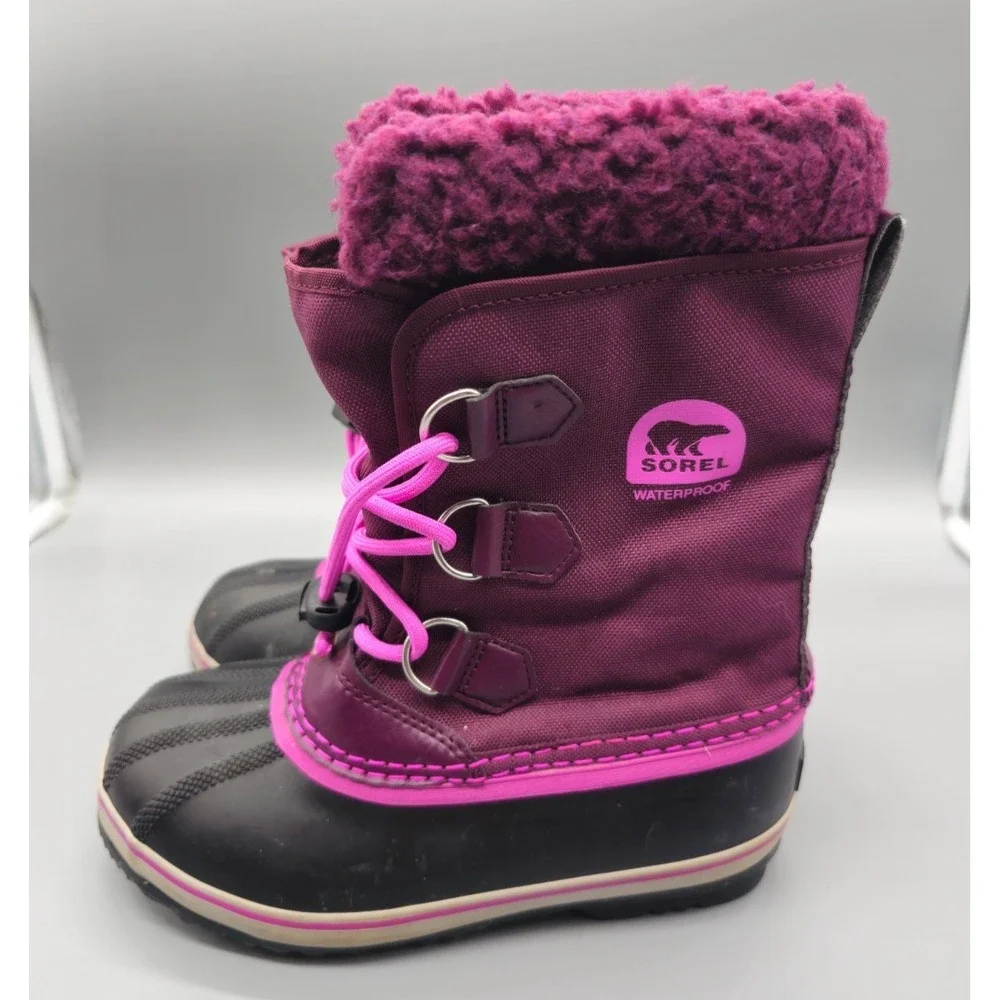 Sorel Yoot Pac Purple‎ Nylon Waterproof Winter Snow Boots NY1879-562 Girls sz 3